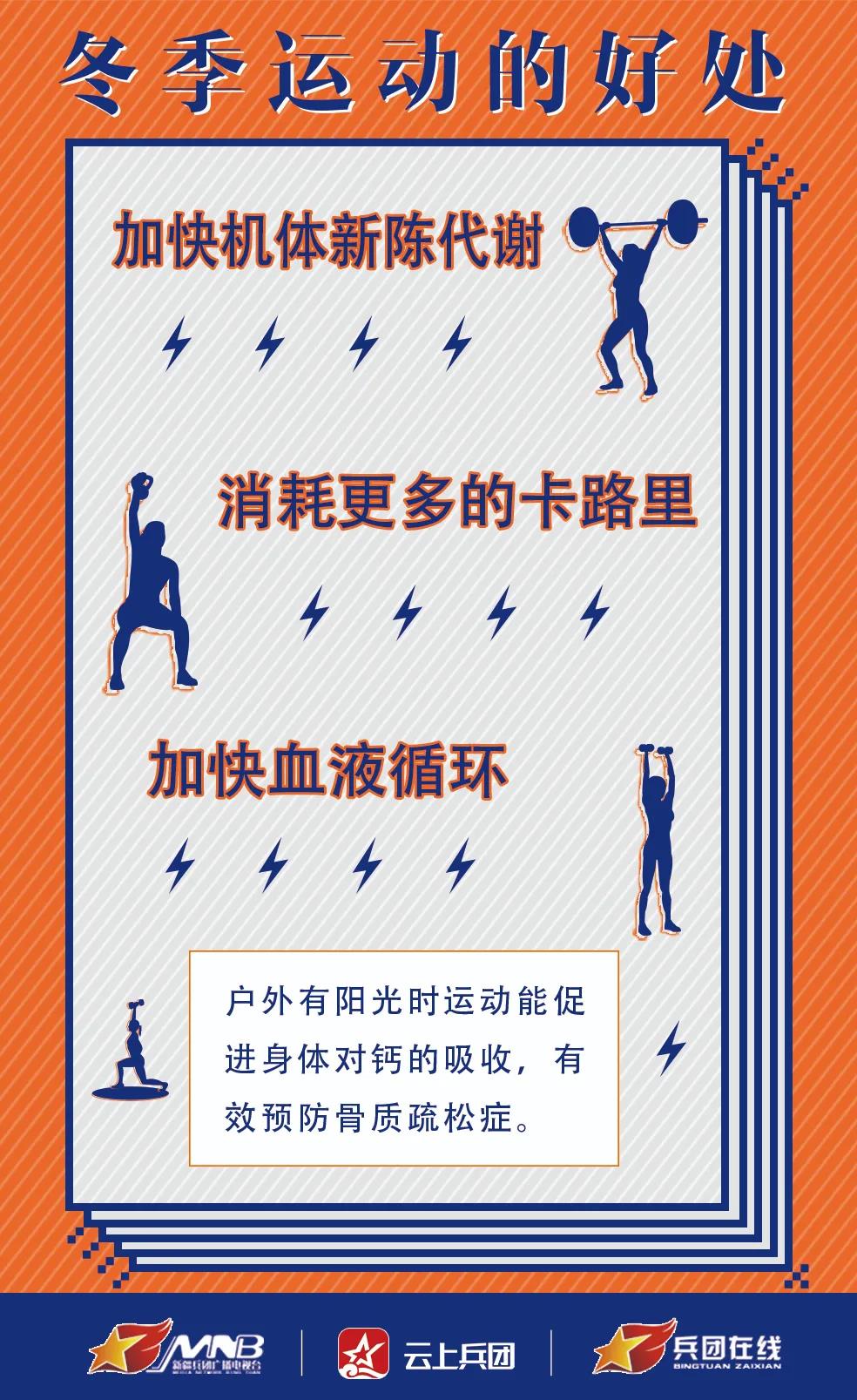 冬天动一动,少生一场病 冬天懒一懒,多喝药一碗 冬季运动,好处多多!